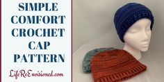 a crochet hat and scarf on top of a mannequin head