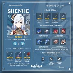 the character sheet for shehne, an upcoming mobile game from genant studios