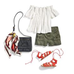 5 Ways to Wear Cargo Longer Shorts, Outfit Blouse, Black Cargo Shorts, Summer Jam, Stitch Fit, Stitch Fix Outfits, Orange Shoes, Stitch Fix Stylist, Black Cargo