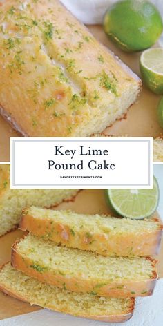 key lime pound cake on a cutting board