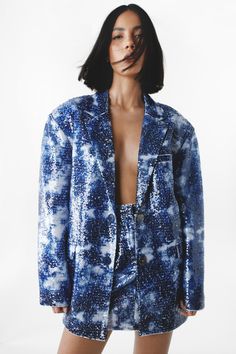 Premium Sequin Tie Dye Mini Skirt | Nasty Gal Tie Dye Blazer, Unique Tie Dye, Sequin Outfit, Tie Dye Pattern, Unique Ties, Oasis Fashion, Date Nights, Smart Casual Outfit, Trending Sunglasses