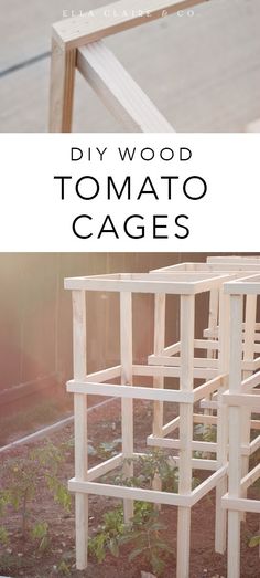 diy wood tomato cages with text overlay