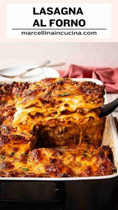 lasagna al forno recipe in a casserole dish