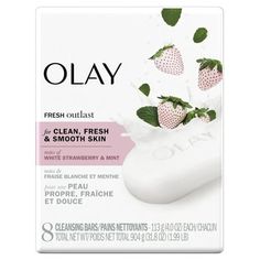 Transform your shower into a sensorial oasis that lasts with Olay fresh outlast cooling white strawberry & mint beauty bar. This invigorating bar soap with a cooling white strawberry and mint scent leaves skin feeling refreshed long after you leave the shower. Regular soap can leave your skin dry, but Olay fresh outlast beauty bar leaves skin more hydrated overtime. Formulated with creamy Olay lather, this bar soap cleanses to help purify skin leaving it feeling light and wonderfully smooth all over. Experience our cleanest rinsing moisture bar that leaves you with a beautifully fresh clean that outlasts your day. Size: 8 ct. Dove Bar Soap, Dove Beauty Bar, Strawberry Soap, Strawberry Bars, Milkshake Bar, White Strawberry, Hair Care Growth, Strawberry Mint