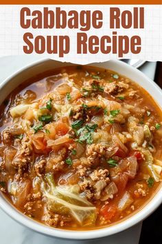 Warm up with this comforting Cabbage Roll Soup recipe that brings all the flavors of traditional cabbage rolls into a hearty, one-pot meal! Loaded with tender cabbage, seasoned ground beef, tomatoes, and rice, this soup is both filling and flavorful. Perfect for cozy nights, it’s a nourishing dish that's easy to make and even better as leftovers. This recipe is ideal for meal prepping, family dinners, or a quick, satisfying bowl to keep you warm all season long. Cabbage Roll Soup Recipe, Cheesy Chicken Rice Casserole, Unstuffed Cabbage Soup, Easy Cabbage Rolls, Cheesy Chicken Rice, Unstuffed Cabbage Rolls, Baked Cabbage, Unstuffed Cabbage, Cabbage Roll Soup