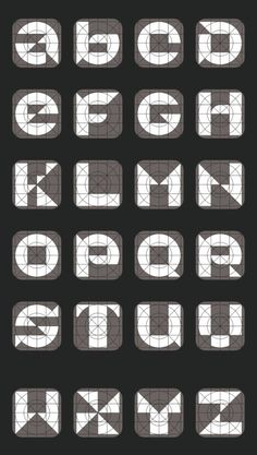 some type of font that is made up of squares and letters with different shapes on them