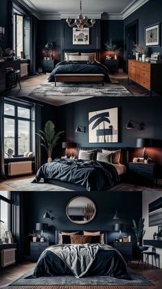 #BEAUTY, #RELATIONSHIPS #Fashion #Animals #Outfits #Winter Outfits #Animal Black Bedroom Art, Blue Bed Bedroom Ideas, Blue Black Room, Black And Navy Bedroom, Black And Blue Room, Blue Black Bedroom, Black Decor Ideas, Bedroom Male, Bachelor Bedroom Ideas