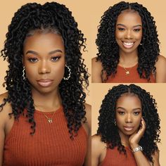 Pre Looped Crochet Hair, Curly Faux Locs Crochet, Hair Inches, Goddess Locs Crochet, Curly Faux Locs, Faux Locs Crochet, Crochet Faux Locs, Boho Locs, Hair For Black Women