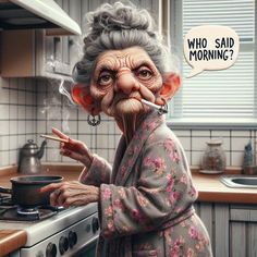 Funny Kitchen Signs, Funny Dancing Gif, Funny Grandma, Yoda Funny, Funny Cartoon Characters