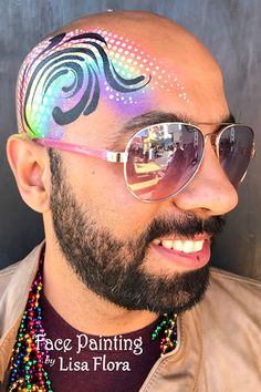 Spring Face Paint, Mens Face Paint, Face Paint For Men, Sunshine Backdrop, Hippie Face Paint, Eye Face Painting, Rainbow Popsicles, Festival Paint