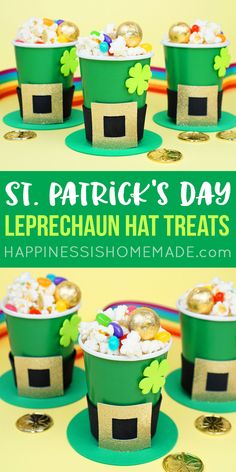 st patrick's day leprechaun hat treats with gold coins and shamrocks