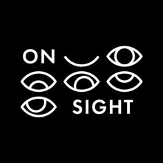 the words on sight are drawn in white and black with an eye - shaped outline