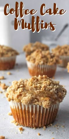 coffee cake muffins with crumbs on top