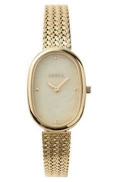 BREDA Jane Mesh Strap Watch, 23mm | Nordstrom Minimalist Gold Watches, Vintage Gold Watch, Gold Watches Women, Minimalist Watch, Mesh Bracelet, Classy Jewelry, Jewelry Lookbook, Jewelry Inspo, Pretty Jewellery