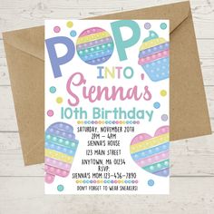 a birthday card with the words pop into it's 10th birthday