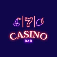 the neon sign for casino bar is lit up in pink and blue colors on a dark background