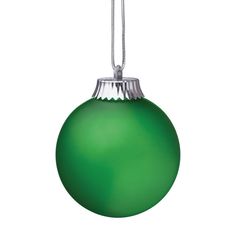 a green ornament hanging from a silver chain