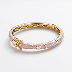 Bracelet Details: Diameter: 1.65 in. Clasp: safety Metal: brass Features: pink, purple, white & turquoise enamel  Size: One Size. Gender: female. Age Group: kids. Heart Bangle Bracelet, Enamel Bangle, Jewelry Accessories Ideas, Jewelry Lookbook, White Turquoise, Pink Enamel, Girly Jewelry, Jewelry Inspo, Girls Jewelry