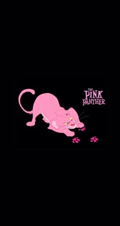 the pink panther logo on a black background