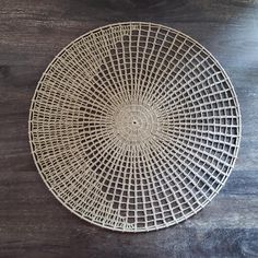 a white plate sitting on top of a wooden table