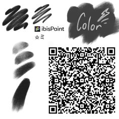 some black and white images with the word color on them, including a qr code