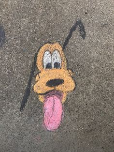 a drawing of pluto the dog with tongue sticking out