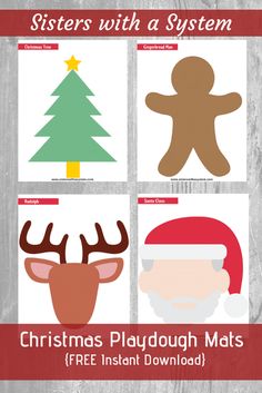 christmas themed playdouh mats for kids to print out and use on the wall