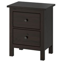 two drawers with one drawer open and the other closed, in dark brown wood finish