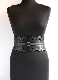 Complete your wardrobe with this stylish accessory!  This leather corset belt has a structured cut that hugs your figure perfectly. With its thin buckle strap, it adjusts perfectly to your waist. *Materials: top and lining - genuine leather, nickel buckle. *Color: black, navy blue, blue, brown, taupe, tan, beige, natural, pink dusty, pink, red, bright red, white, gold, silver. *The belt size should be 1.2"-1.6" (3cm-4cm) larger than your waist size (without clothing). *Belt size (3 holes on the Leather Corset Belt, Custom Leather Belts, Tan Leather Belt, Waist Corset, Pink Dusty, Laser Cut Leather, Wide Leather Belt, Belt For Women, Beautiful Belts