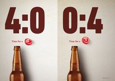 two pictures with the same time for a beer bottle to open and one is half empty