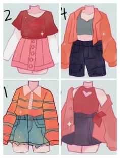 four different types of clothes for girls