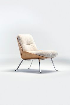 the chair is made out of wood and fabric