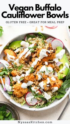 a white bowl filled with cauliflower and vegetables