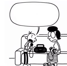 a black and white cartoon drawing of a man talking to a woman on the phone