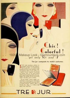 an advertisement for the new chandelier cosmetics featuring three women with makeup and accessories