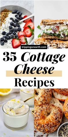 collage of cottage cheese recipes with text overlay