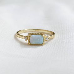 S925 Gold Opal Dainty Rectangle Ring Brand New To Our In House Collection. Features An S925 Sterling Silver Stamps, Gold Plating, Gorgeous Rectangle Opal Center, And Dainty White Cz Diamonds On Each Side. Comes With Little Black* Gift Box. 5220 Rectangle Dainty Engagement Ring, Vintage Opal Engagement Ring, Opal Ring Vintage, Luxury Wedding Rings, Rectangle Ring, Dainty Engagement Rings, Dream Rings, Dainty Rings, Blue Diamond Ring