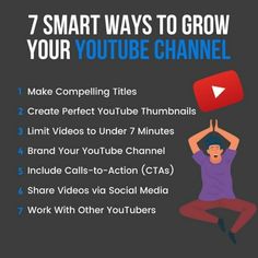 a man doing yoga with the words 7 smart ways to grow your youtube video channel