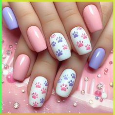 Step into the Easter vibe with these 21 fantastic nail designs! Whether it's adorable bunnies or vibrant eggs, we've got you covered to... Short Cat Nails Acrylic, Animal Nails Cute, Simple Kids Nail Designs, Paw Nails Designs, Cute Kids Nails Ideas, Kid Nail Designs Cute, Puppy Nails Designs, Cute Nail Designs For Kids, Cat Paw Nails