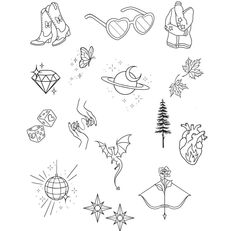 an image of various tattoo designs on a white background