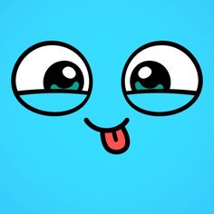 an animated face with eyes and tongue sticking out