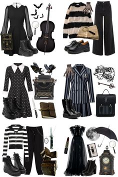 Wednesday Addams Fashion Aesthetic, Wednesday Outfit Halloween, Wednesday Adams Style Outfits, All Of Wednesdays Outfits, Wednesday Series Outfits, Wednesday Themed Outfits, Wensday Clothes, Wednesday All Outfits, Jenna Ortega In Wednesday