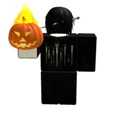 a lego figure with a pumpkin on his head