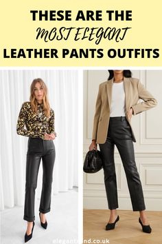 Leather Pants Women Boots, Black Leather Pant Work Outfit, Dressy Black Leather Pants Outfit, Leather Dress Pants Outfit, Leather Pant Business Casual, Dress Up Leather Pants, Best Leather Pants Women, Leather Pants And Turtleneck Outfit, Leather Ankle Pants