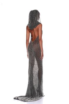 Make a statement in the Amalia Noir Gown, crafted from heavyweight beaded fabric, this gown exudes elegance. Cowl neck Sleeveless Dramatic train Zipper closure V Neck Corset Dress, High Fashion Dresses Couture, Bronx And Banco, Beaded Fabric, Ibiza Outfits, High Fashion Dresses, High Fashion Outfits, Beaded Gown, Fashion Inspiration Design