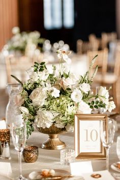 Gold Framed Wedding Table Number & Elegant White Centerpiece for classic elegant wedding at Scottish Rite Cathedral Wedding in downtown Indianapolis Gold Frame Table Number, Gold Mirror Centerpiece Wedding, Gold Vase Centerpieces Wedding, Gold And Wood Wedding Decor, Gold And White Wedding Centerpieces, Gold Wedding Centerpieces Elegant, Vintage Wedding Table Numbers, Vintage Gold Wedding Decor, Gold Frame Table Numbers Wedding