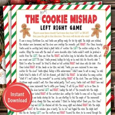 the cookie mishap left right game is shown with candy canes and candies