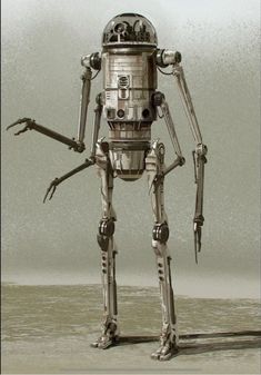 a robot that is standing in the dirt