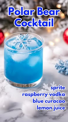 Polar Bear Cocktail Polar Bear Drink Recipe, Pomegranate Spritzer Alcoholic, Polar Bear Cocktail, Blue Holiday Drinks, Holiday Christmas Drinks, Hanukkah Drinks, Jack Frost Drink Recipe, Christmas Cocktail Party Recipes, Tipsy Reindeer Cocktail