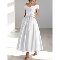 Silhouette:A-Line; Hemline / Train:Tea Length; Closure:Zipper UP; Built-In Bra:Yes; Embellishment:Bow(s); Fabric:Satin; Sleeve Length:Short Sleeve; Tips:Colors may vary slightly due to different monitor settings,Professional dry cleaner only; Boning:No; Style:Elegant,High Low; Occasion:Kentucky Derby,Wedding Guest; Neckline:Off Shoulder,V Neck; Front page:Cocktail Dresses; Listing Date:04/17/2024; Bust:null; Hips:null; Hollow to Floor:null; Waist:null; Features:Pocket Cocktail Dress Elegant, Bride Dresses, Tea Length, Kentucky Derby, Mother Of The Bride Dresses, Elegant Dress, Bride Dress, Special Occasion Dresses, Occasion Dresses